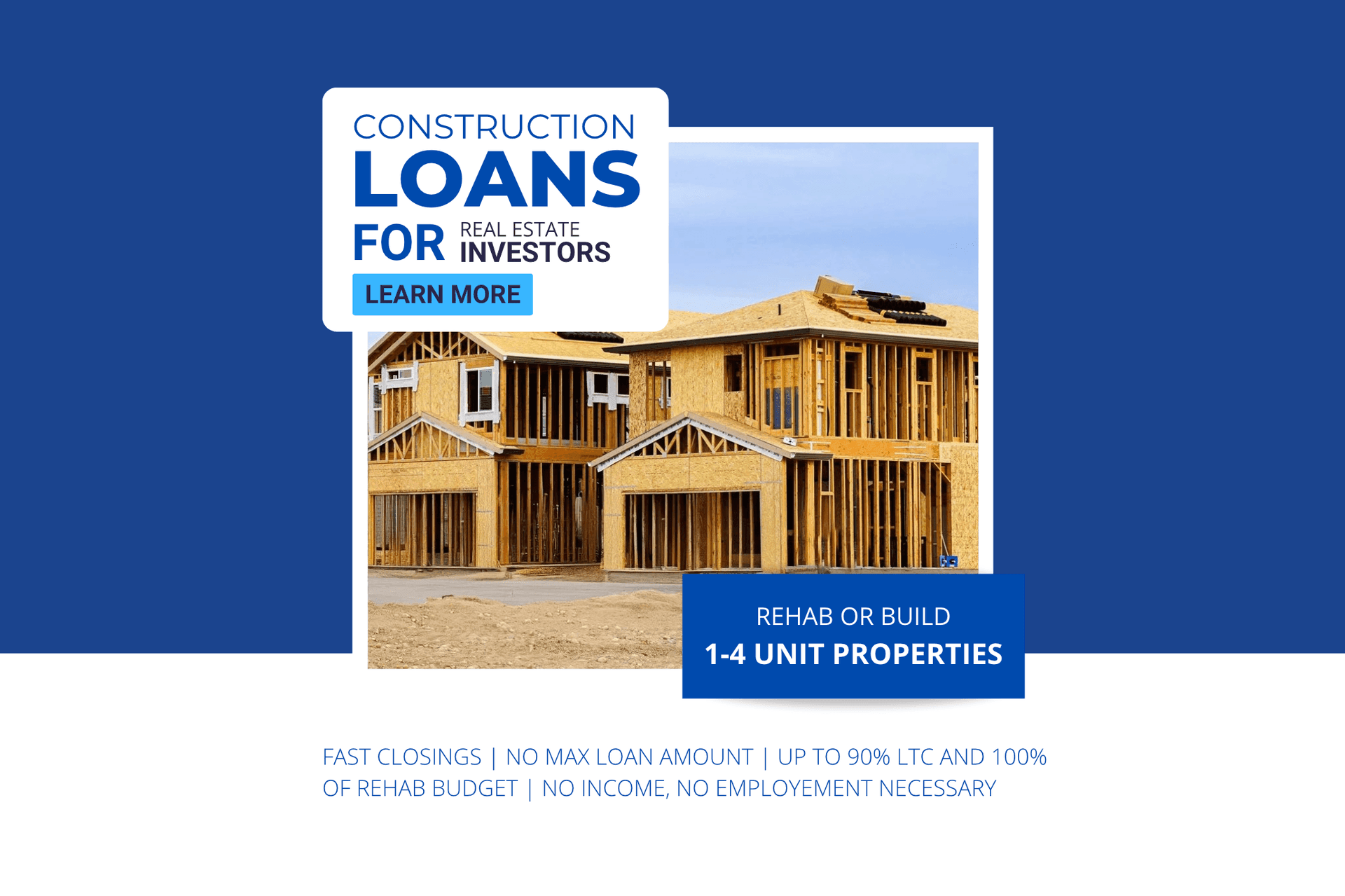 Construction financing for new builds and major renovations, tailored to fit projects from the blueprint phase to final development. Get the best terms from a trusted partner - LGV Capital